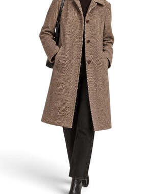 Max Mara Weekend Brown Herringbone Wool Coat Size 8